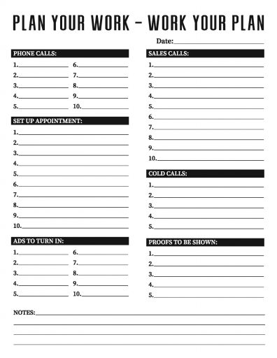 Sales Work Sheet 2019
